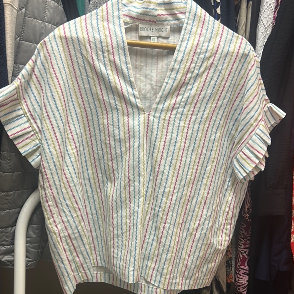 Brooke Wright Striped V-Neck Top